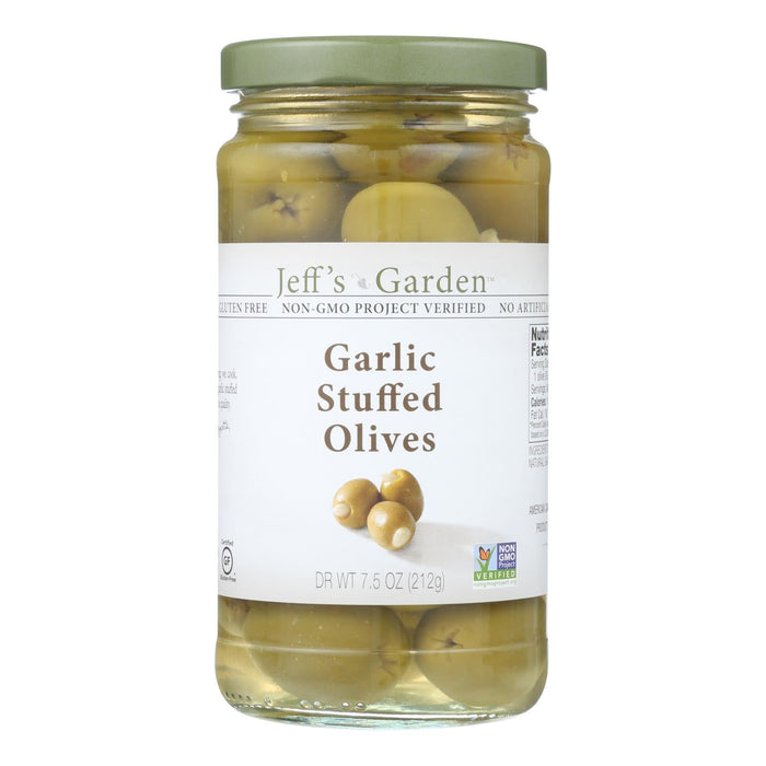 Jeff's Natural Garlic-Stuffed Olives - 6-Pack Case (7.5 oz. Each)