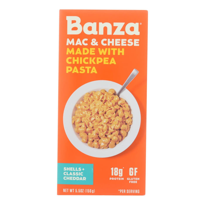 Banza Chickpea Pasta Mac & Cheese Shells, Classic Cheddar, 5.5 Oz. (Pack of 6)