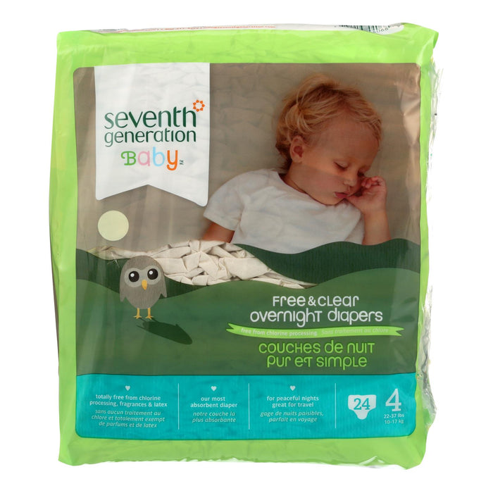 Seventh Generation Free & Clear Overnight Diapers - Stage 4, 24 Count