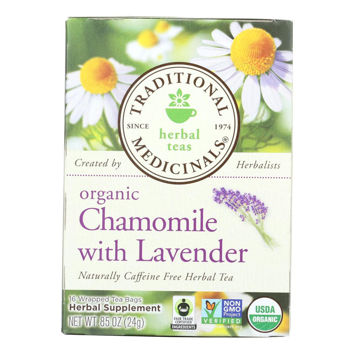 Traditional Medicinals Calming Chamomile Lavender Herbal Tea (6 Pack, 16 Bags) Caffeine Free