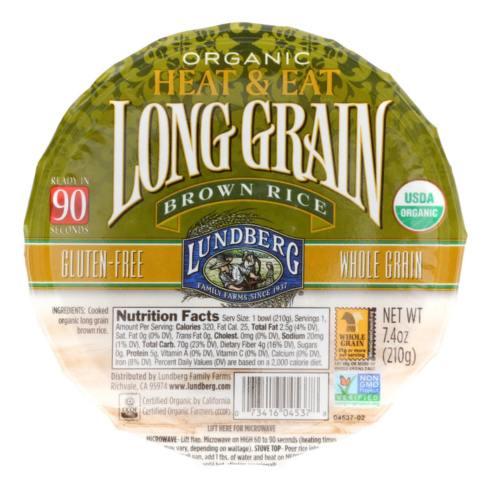 Lundberg Family Farms Organic Long Grain Brown Rice, 12 pack (7.4 oz. per bag)