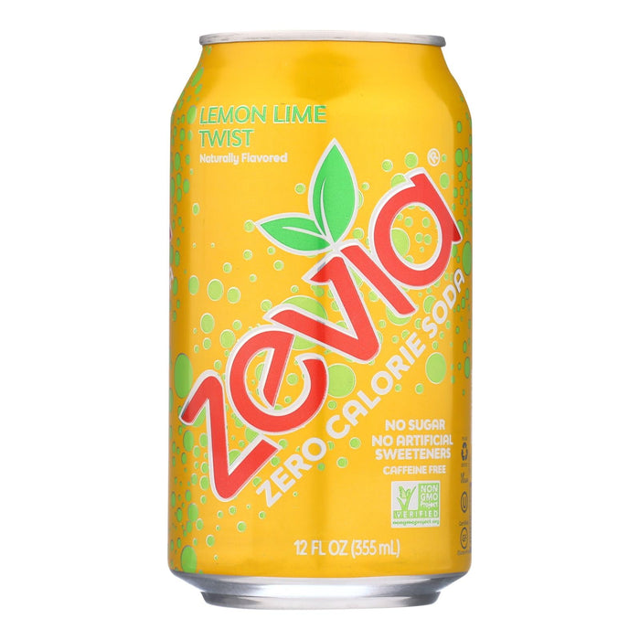 Zevia Lemon Lime Twist Soda: Zero-Calorie Refreshment (Pack of 4 six packs- 12 Oz Cans)