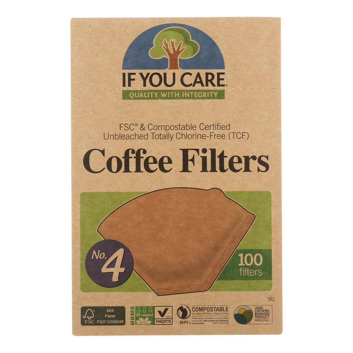 If You Care #4 Brown Cone Coffee Filters, 100/Pack