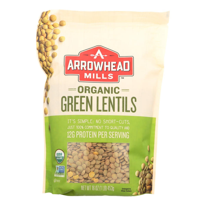 Arrowhead Mills Organic Green Lentils, 16 Oz Pack of 6