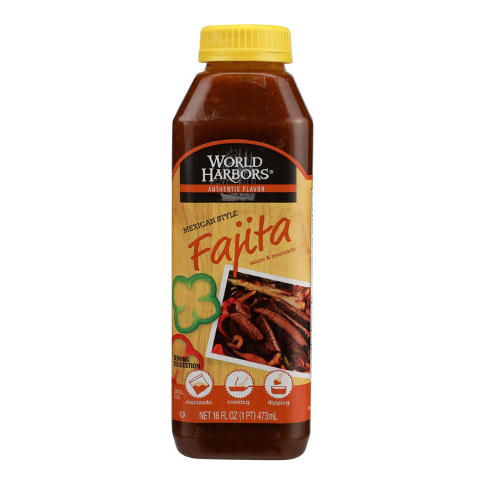 World Harbor Fajita Marinade and Sauce, Authentic Mexican Style, 16 Fl Oz. (Pack of 6)