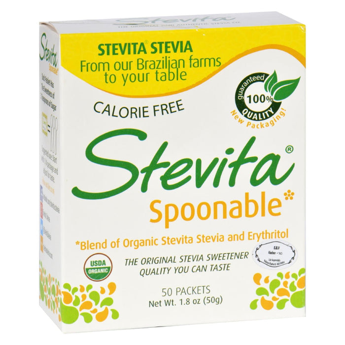 Stevita Spoonable Stevia | Organic No Calorie Sweetener | (Pack of 50 Packets)