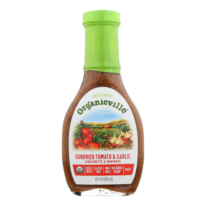 Organic Ville Sun-Dried Organic Tomato Garlic Vinaigrette Dressing (Pack of 6 - 8 Fl Oz Bottles)