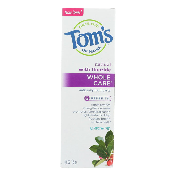 Tom's of Maine Whole Care Wintermint Fluoride Toothpaste, 4 Oz., Pack of 6