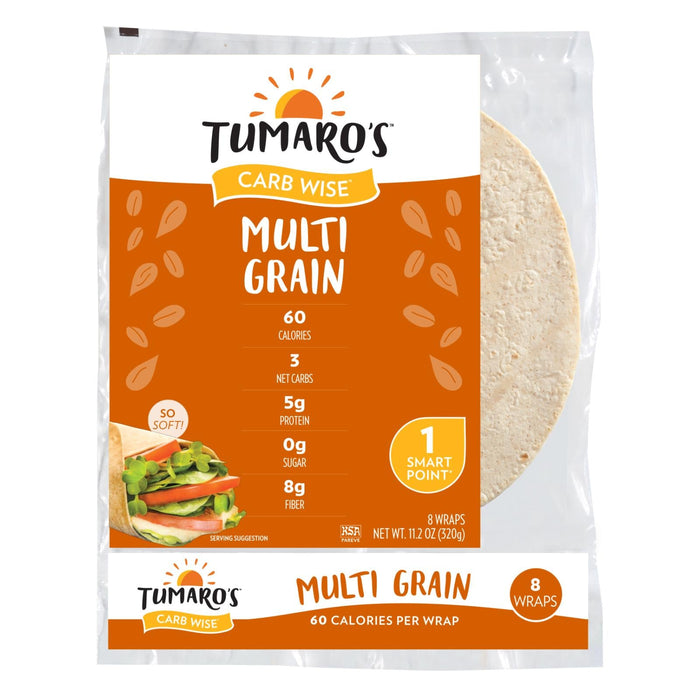 Tumaro's Carb Wise Multi Grain Wraps, 8 Count (Pack of 6)