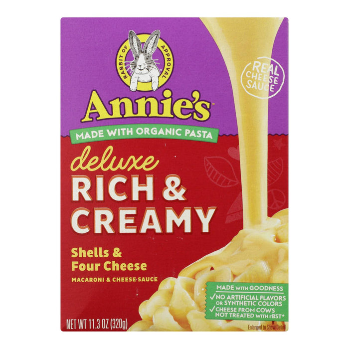 Annie's Homegrown Mac and Cheese Deluxe 4 Cheese Shells, 12 Pack (11.3 Oz. Per Pack)