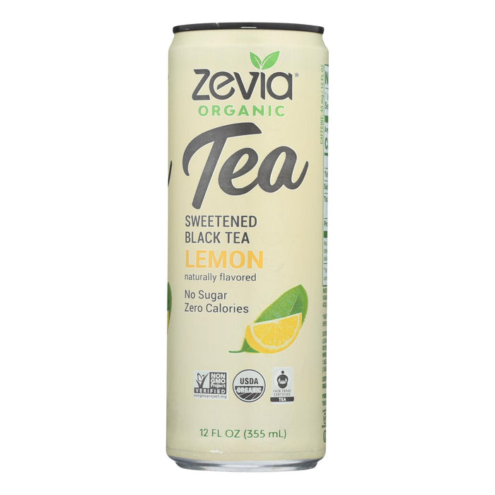 Zevia Zero Calorie Black Lemon Tea, Pack of 12 (12 Fl Oz per Can)