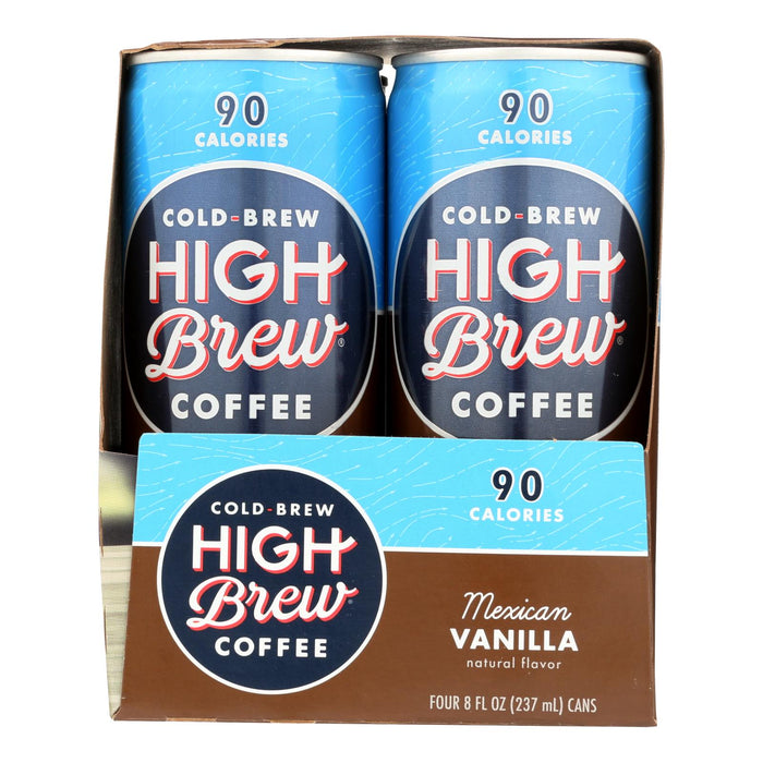 High Brew Coffee, Ready-to-Drink Mexican Vanilla, 4/8 Oz, Pack of 6