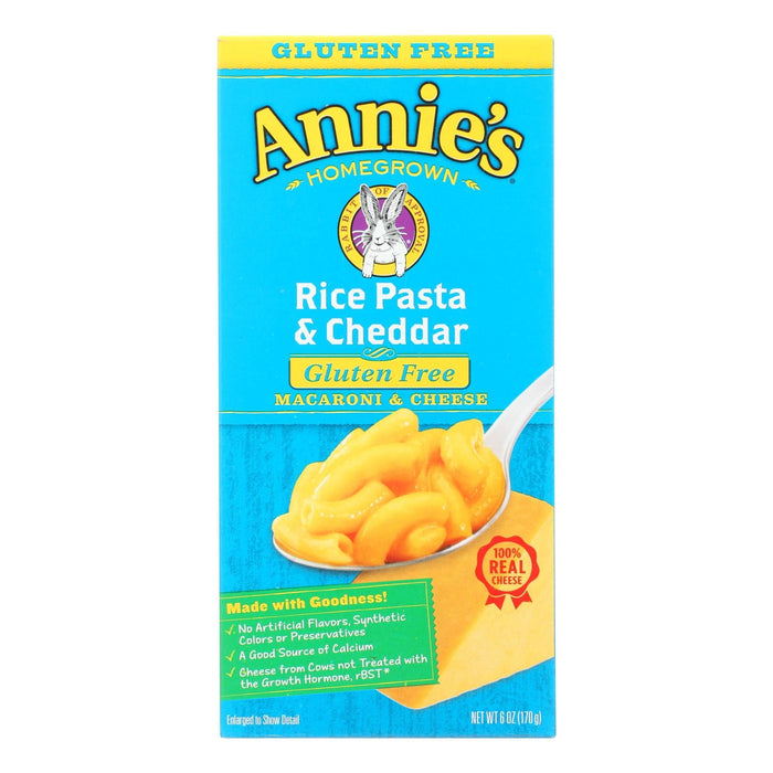 Annie's Homegrown Gluten-Free Rice Pasta with Real Cheddar Cheese (Pack of 12 - 6 Oz.)