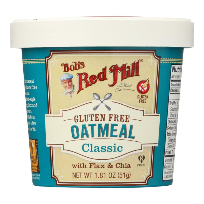 Bob's Red Mill Gluten-Free Oatmeal Cup, Classic with Flax & Chia (1.81 oz,12-Pack), Convenient Breakfast Option