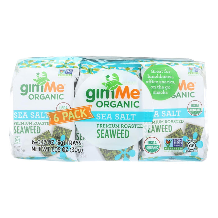 Gimme Organic Roasted Seaweed Snack, Sea Salt - Pack of 8 - 6/.17 Oz.