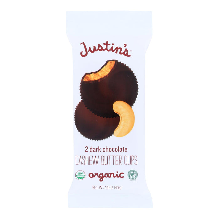 Justin's Cashew Butter Cups, Dark Chocolate, 1.4 Oz., Pack of 12