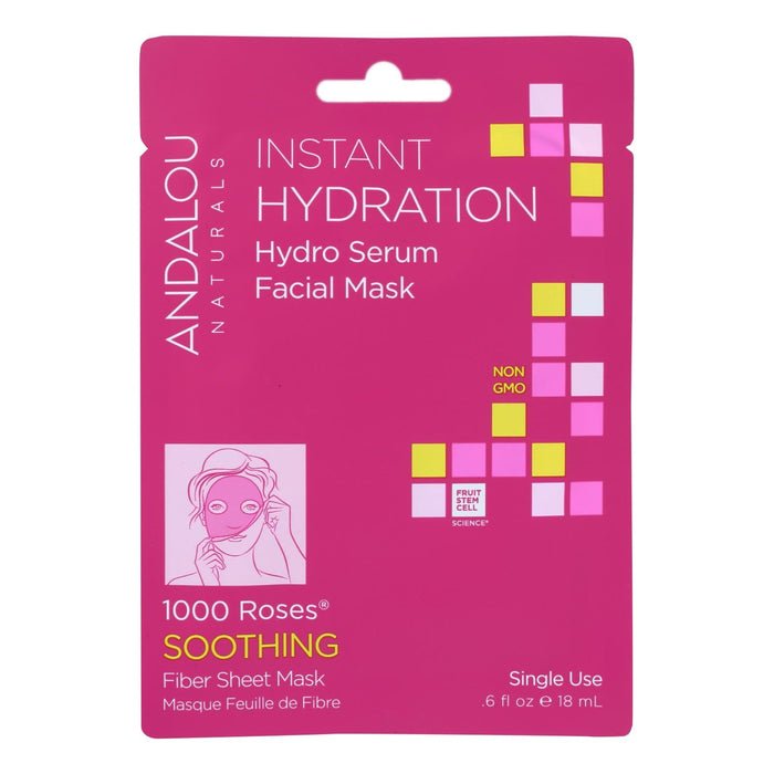 Andalou Naturals Instant Hydration Soothing Facial Mask - 1000 Roses (6 Pack, 0.6 Fl Oz)