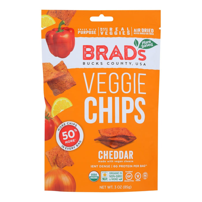 Brad's Plant-Based Raw Cheddar Cheese Chips (Pack of 12 - 3 Oz.)