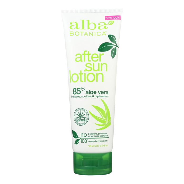 Alba Botanica After Sun Lotion - 85% Aloe for Sunburn Relief, 8 Oz