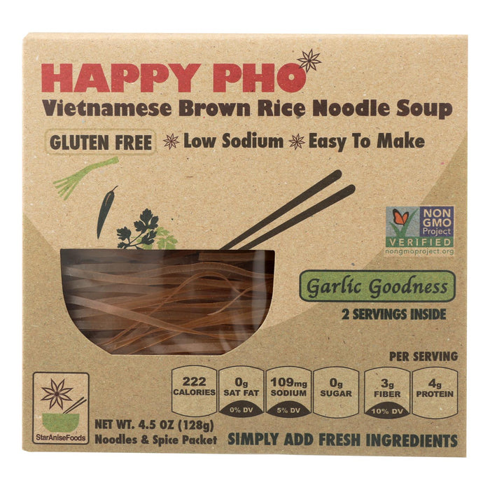 Happy Pho Garlic Goodness Brown Rice Noodle Soup Mix, Pack of 6