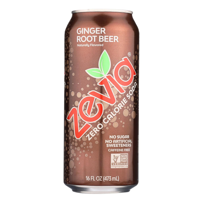 Zevia Zero Calorie Ginger Root Beer Tall Girls Cans - Pack of 12