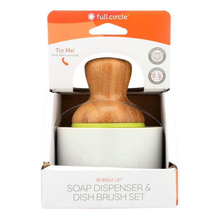 Full Circle Bubble Up Brush with Soap Dish - White (Pack of 4)