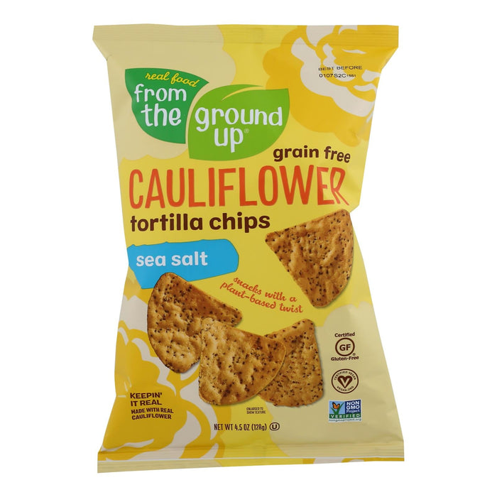 From The Ground Up Tort Chips Cauliflower Sea Salt 4.5 Oz (Pack of 12)