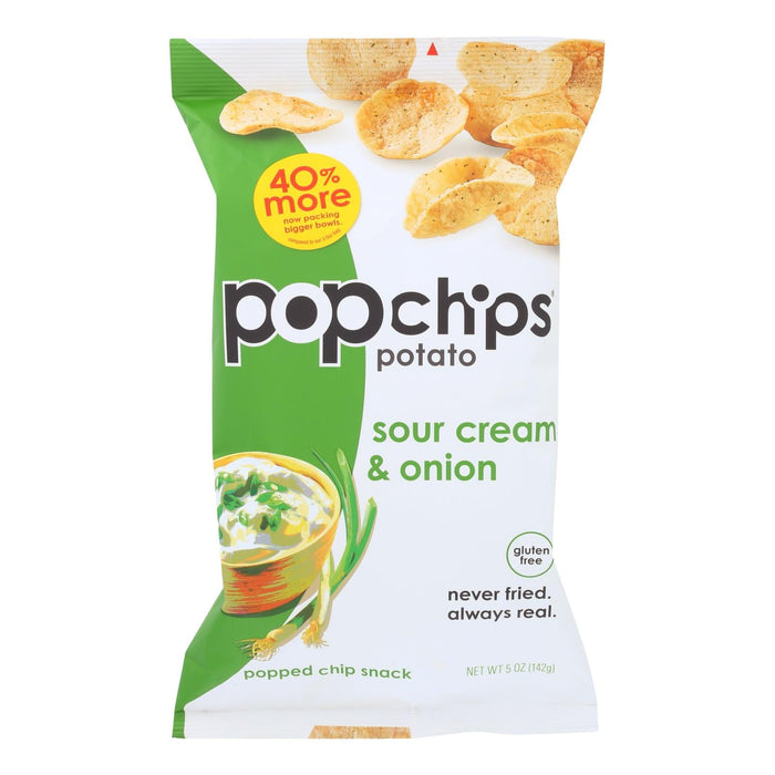 Popchips Potato Chips - Sour Cream & Onion - 5 Oz. (Pack of 12)