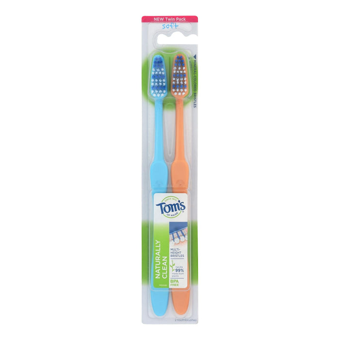 Tom's of Maine Natural Clean Twin Pack Toothbrushes, Pack of 4