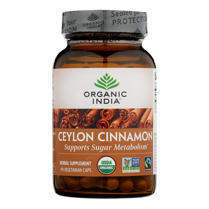 Organic India Organic Cinnamon Vcaps - 90 Count Herbal Supplement