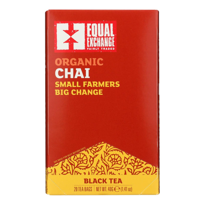 Equal Exchange Organic Chai Tea, 20 Tea Bags (Pack of 6)
