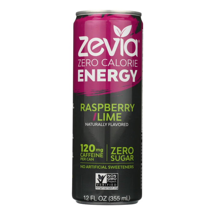 Zevia Zero Calorie Energy Drink, Raspberry Lime, 12 Fl Oz (Pack of 12)