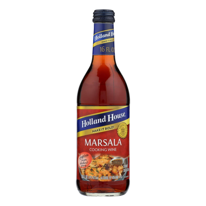 Holland House Marsala Cooking Wine - Rich Flavorful, Ideal for Cooking Sauces, 16 fl oz, 12 per Case