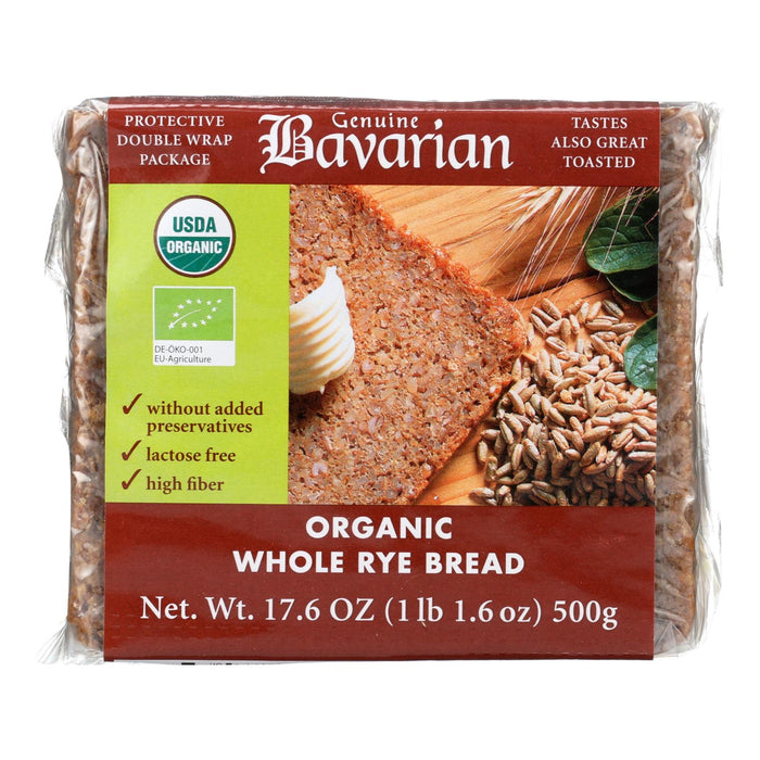 Genuine Bavarian Organic Whole Rye Bread, 6 Pack, 17.6 Oz.