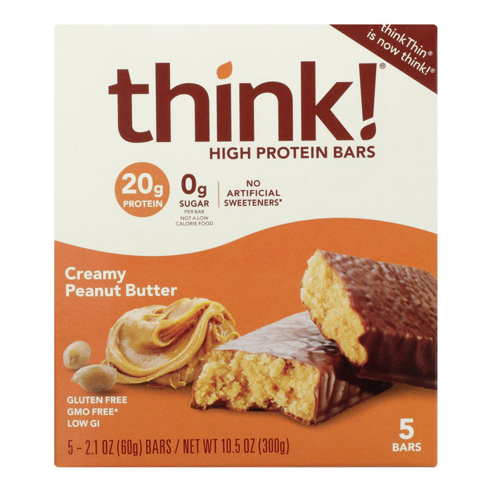 ThinkThin Creamy Peanut Butter High Protein Bars (Pack of 6 - 5.2 Oz.)