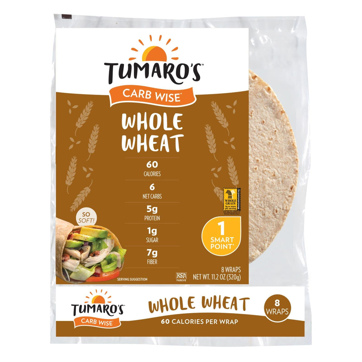 Tumaro's Carb Wise Whole Wheat Wraps, 8-Inch (Pack of 6) — Specialty ...