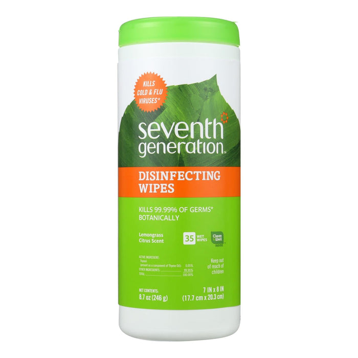 Seventh Generation Disinfecting Wipes - Lemongrass Citrus (Pack of 12 - 35 Ct)