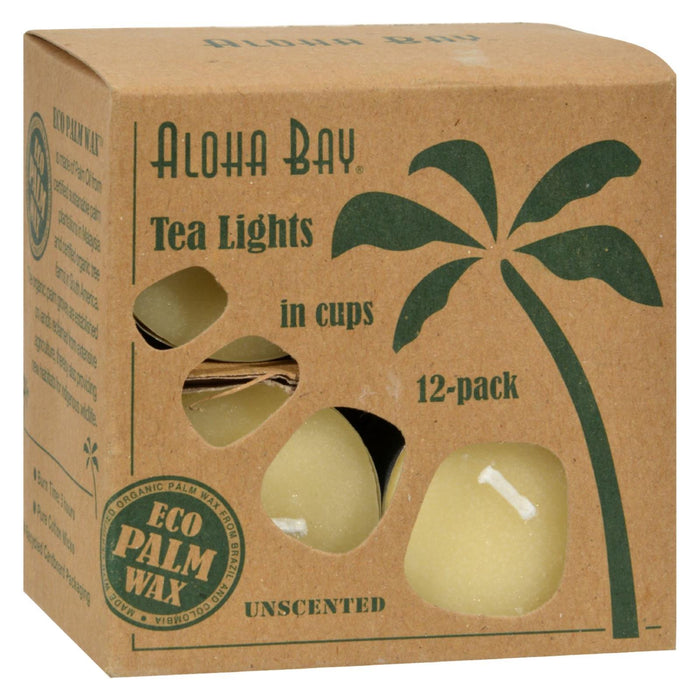 Aloha Bay Palm Wax Tea Lights with Aluminum Holder Cream - 12-Pack