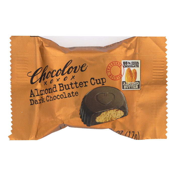 Chocolove Xoxox - Almond Butter Filled Dark Chocolate Cups - 0.6 Oz - Case of 50