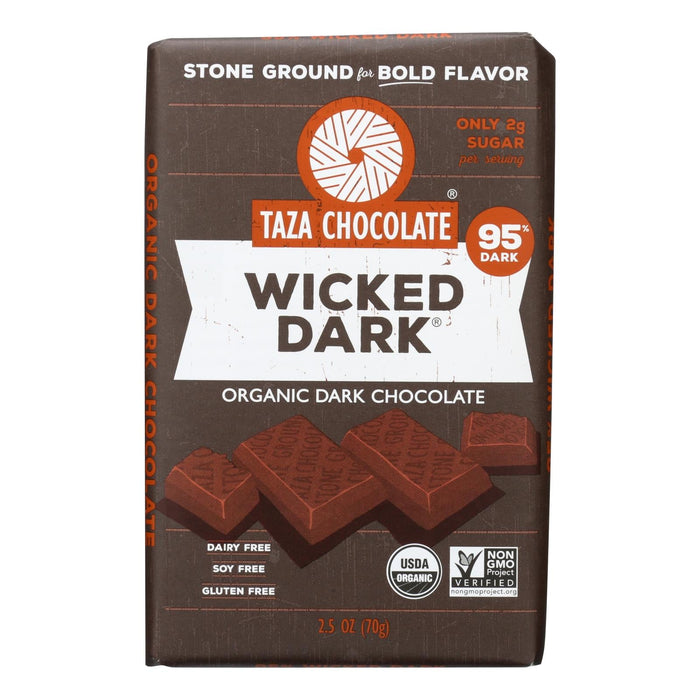 Taza Organic Dark Chocolate Bar - Wicked Dark (Pack of 10) - 2.5 Oz.