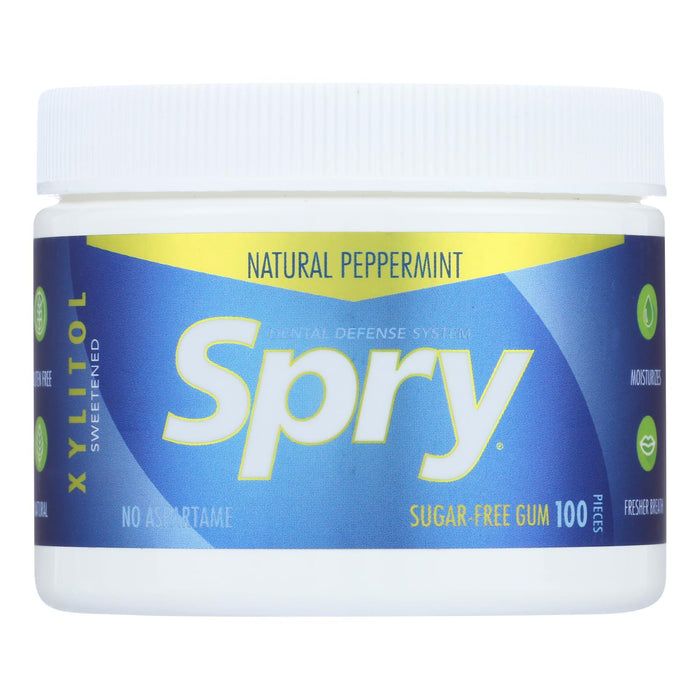 Spry Xylitol Peppermint Chewing Gum, Pack of 100