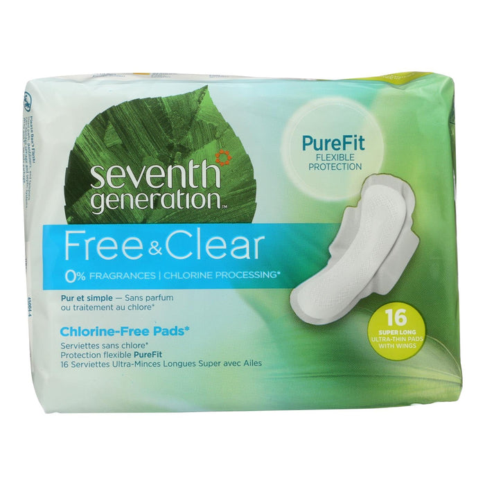 Seventh Generation Free & Clear Super Long Pads (Pack of 6 x 16)