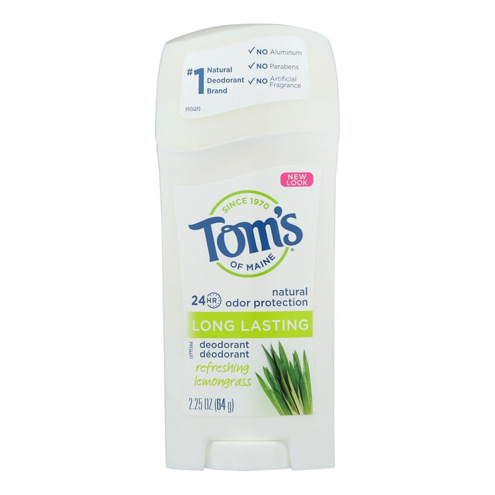 Tom's of Maine Lemongrass Natural Deodorant Stick for Long-Lasting Protection - 2.25 Oz (Pack of 6)