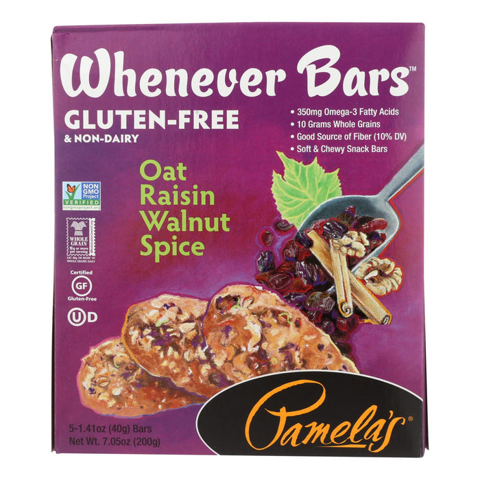 Pamela's Products Oat Spice Whomever Bars, Raisin Walnut, 6 x 1.41 Oz.