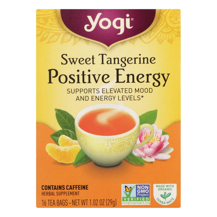 Yogi Positive Energy Herbal Tea, Sweet Tangerine - 16 Tea Bags per Box (Pack of 6)