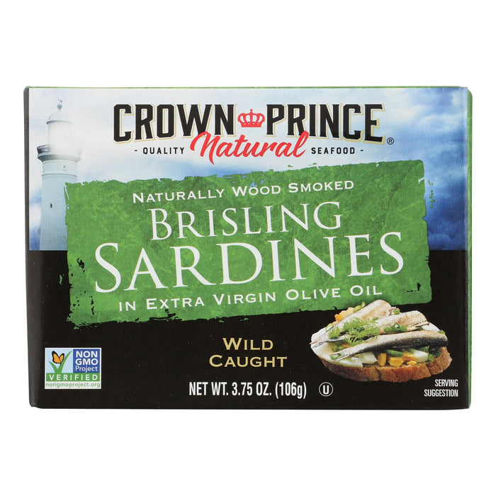 Crown Prince Brisling Sardines in Extra Virgin Olive Oil (Pack of 12 - 3.75 Oz.)