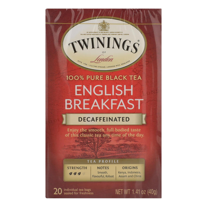 Twinings English Breakfast Decaf Tea (Pack of 6 - 20 Bags)