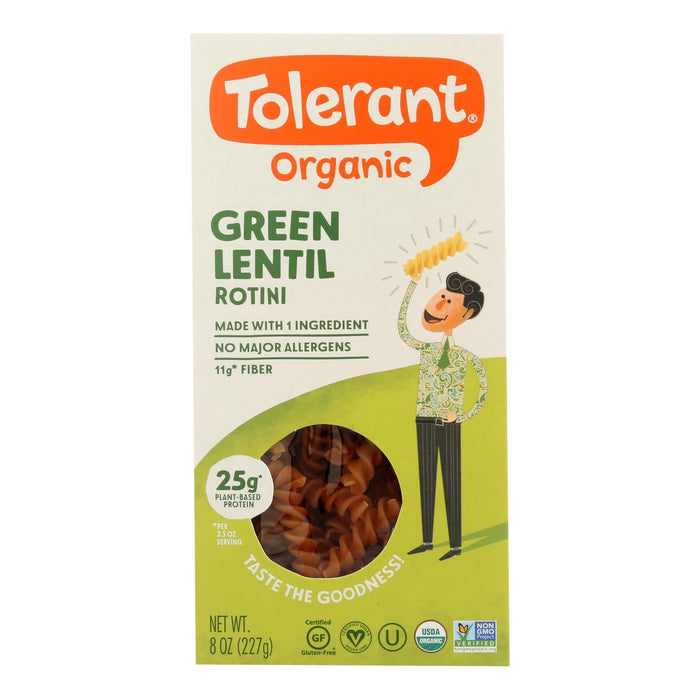 Tolerant Gluten-Free Green Lentil Rotini Pasta (Pack of 6 - 8 Oz.)
