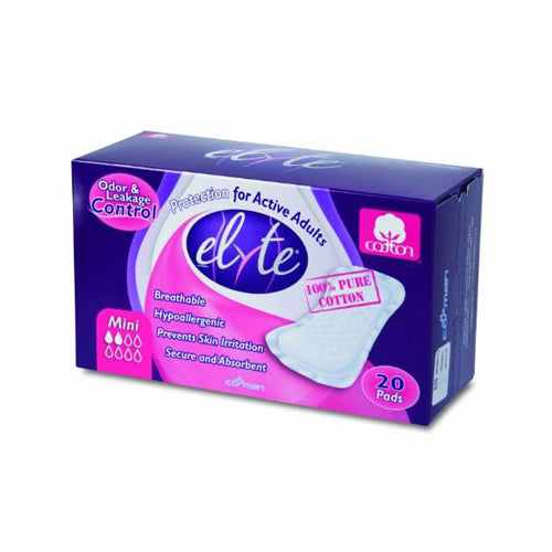 Elyte Cotton Light Incontinence Pads - Mini Size (4" x 8", Pack of 20)