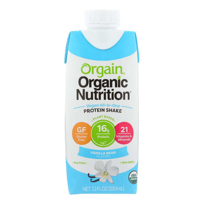 Orgain Organic Sweet Vanilla Bean Nutritional Shakes, 12-Pack, 11 Fl Oz. Each